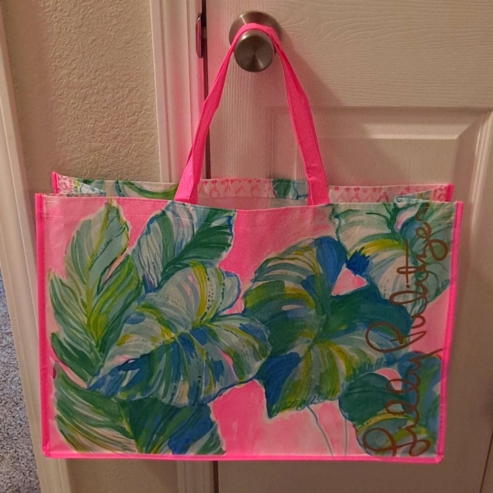 New Lilly Pulitzer Large Tropical Reusable Shopping Bag Tote